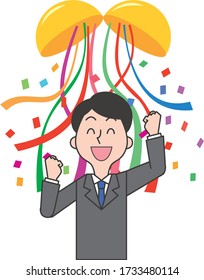 Illustration of a happy male office worker