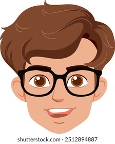 Illustration of a happy man with glasses