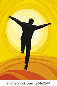 Illustration of Happy Man Jumping