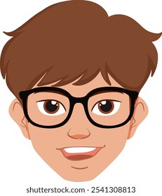 Illustration of a happy man wearing glasses