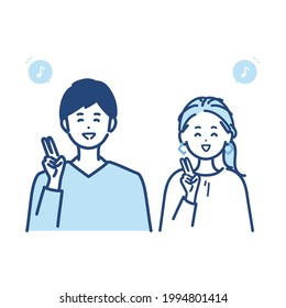 Illustration of a happy man and woman. vector.