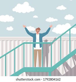 Illustration of a happy man's day