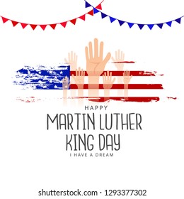 Illustration Of Happy Martin Luther King Day Background With American Flag.