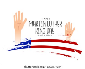 Illustration Of Happy Martin Luther King Day Background With American Flag.