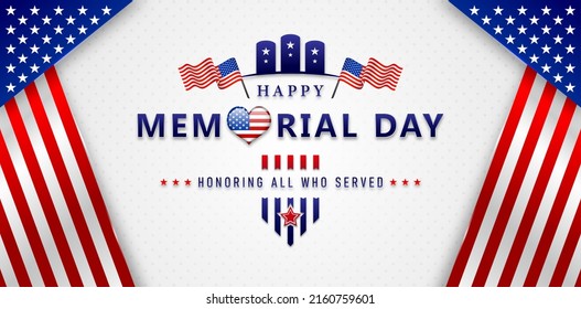 illustration of happy memorial day backgrounds for website banner, poster corporate, sign business, social media posts, advertising agency, wallpaper, backdrop, ads campaign, landing page, header webs