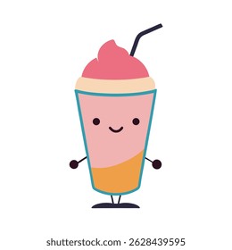 Illustration of a happy milkshake or smoothie on a white background
