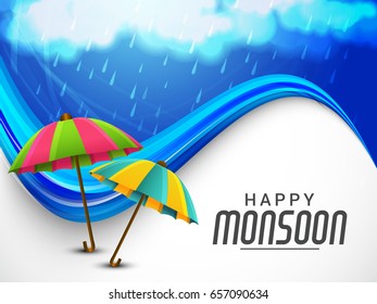 Illustration Of Happy Monsoon Background.