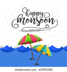 Illustration Of Happy Monsoon Background.