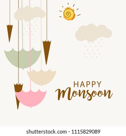 Illustration of Happy Monsoon season Background.