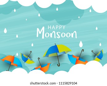 Illustration of Happy Monsoon season Background.