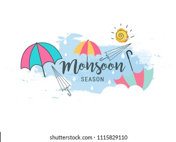 Illustration of Happy Monsoon season Background.