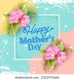 illustration of Happy Mother's Day card with colorful flower