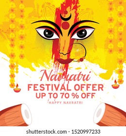Illustration Of Happy Navratri Celebration Background.