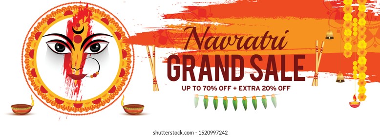 Illustration Of Happy Navratri Celebration Background.