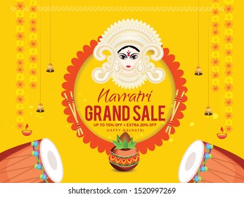 Illustration Of Happy Navratri Celebration Background.