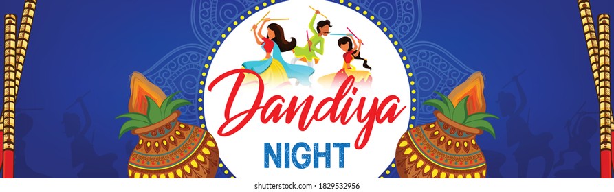 Illustration Of Happy Navratri Celebration, Goddess Durga Face in Happy Dussehra Navratri Background. Indian Religion Festival Durga Puja Banner or Header Design.