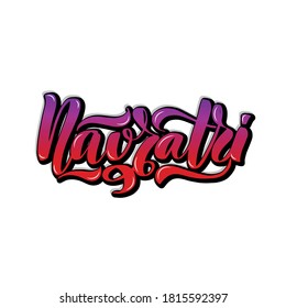 Illustration Of Happy Navratri Celebration. Holiday template. Template cover signboard, card print, poster. Vector lettering typography poster.