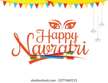 Illustration Of Happy Navratri Celebration Poster Or Banner Background.Easy to Edit