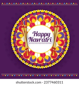 Illustration Of Happy Navratri Celebration Poster Or Banner Background.Easy to Edit