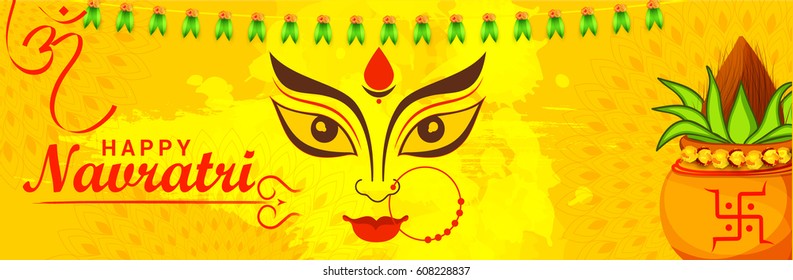 Illustration Of Happy Navratri Celebration Poster Or Banner Background.