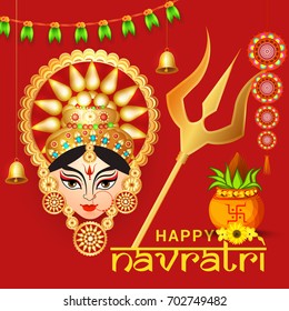 Illustration Of Happy Navratri Celebration Poster Or Banner Background.