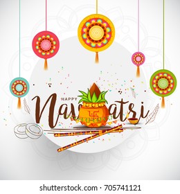 Illustration Of Happy Navratri Celebration Poster Or Banner Background.