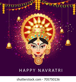 Illustration Of Happy Navratri Celebration Poster Or Banner Background.