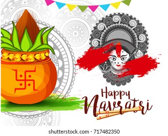 Illustration Of Happy Navratri Celebration Poster Or Banner Background.