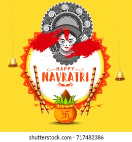 Illustration Of Happy Navratri Celebration Poster Or Banner Background.
