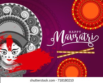 Illustration Of Happy Navratri Celebration Poster Or Banner Background.