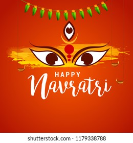 Illustration Of Happy Navratri Greeting Card Design.