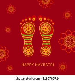 Illustration Of Happy Navratri Greeting Card Design.