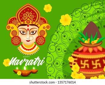 Illustration Happy Navratri Greeting Card Design Stock Vector (Royalty ...