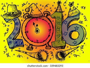 Illustration of Happy new year 2016 Text Design.