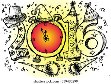 Illustration of Happy new year 2016 Text Design.