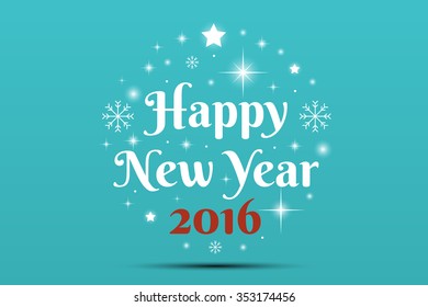 Illustration of Happy New Year 2016, flat design concept with elements