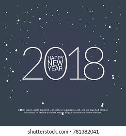 Illustration Of Happy New Year 2018 Text Greeting Card Design.