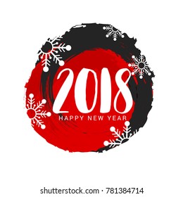 Illustration Of Happy New Year 2018 Text Greeting Card Design.