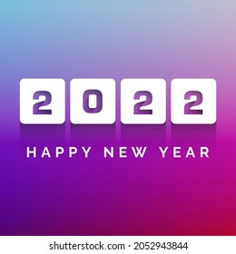 Illustration of happy new year 2022 in long shadow style, with colorful background