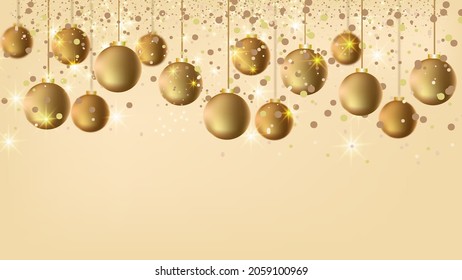 illustration of happy new year 2022 gold and light colors place for text Christmas balls. vector