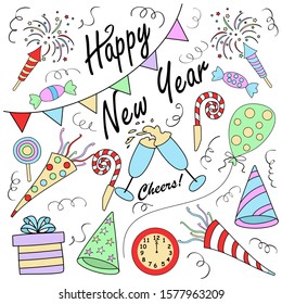 Illustration Happy New Year Cartoon Stock Vector (Royalty Free ...