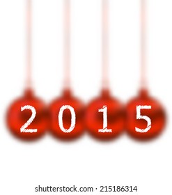 Illustration happy new year in hanging glass ball on white background - vector