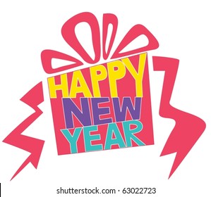illustration of happy new year letters on a white background