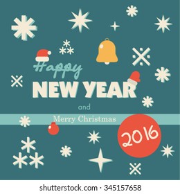 illustration of Happy New Year and Merry Christmas 2016