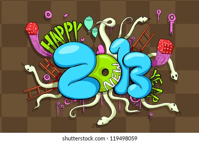 illustration of Happy New Year in Snake and Ladder game