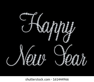 Illustration of Happy New Year text with diamond. Vector
