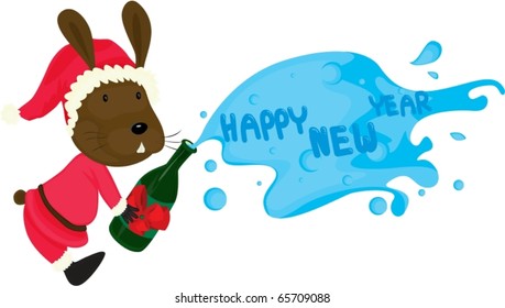 illustration of happy new year wish on a white background