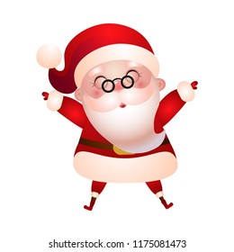 Illustration of a happy old Santa Claus with glasses. Merry Christmas.