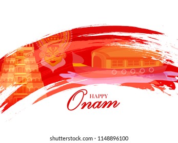 Illustration Of Happy Onam Background.