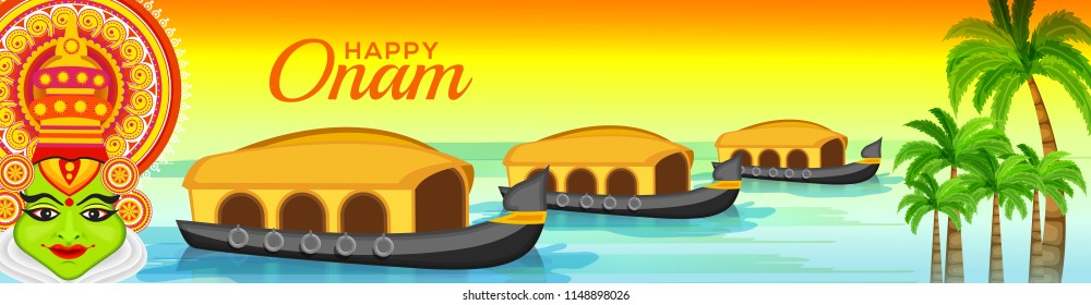 Illustration Of Happy Onam Background.